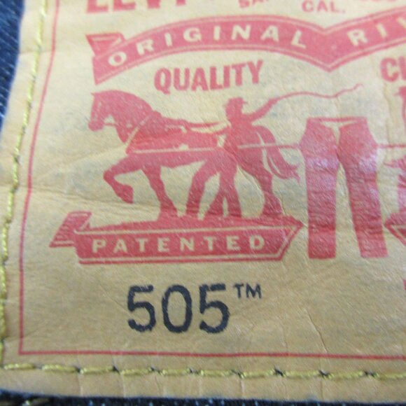 Levi's 505 Jeans Men Size 42x32 Blue Dark Wash Red Tape Regular Fit Straight Leg - Picture 4 of 9